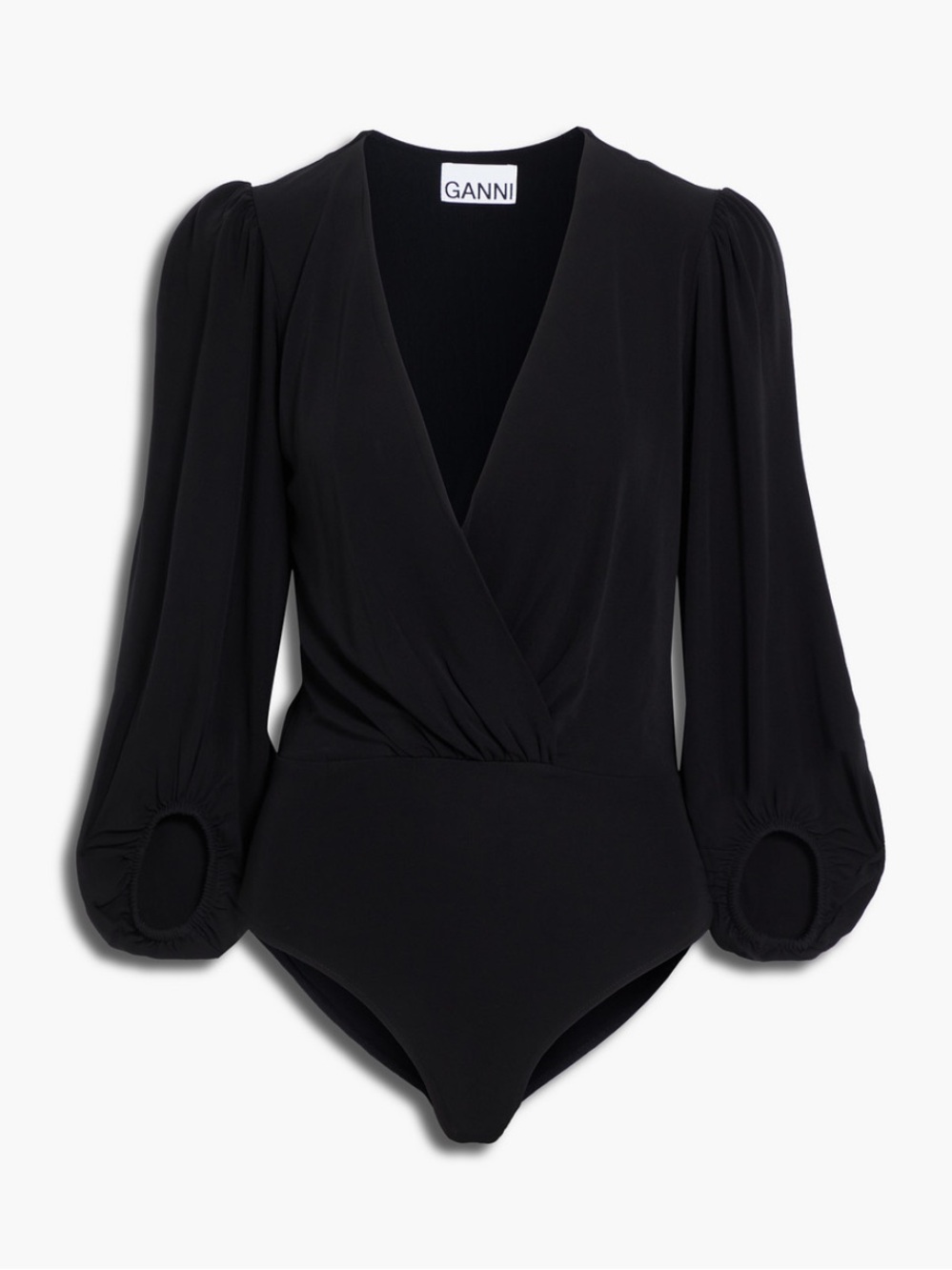 Ganni Wrap-Effect Crepe and Stretch-Jersey Bodysuit EU34